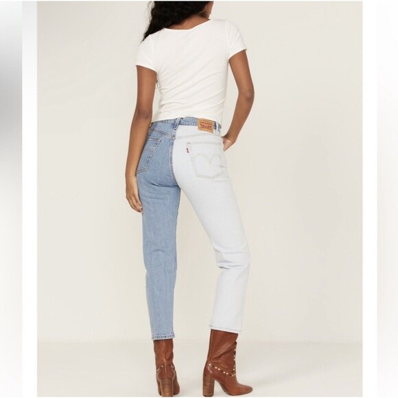Levi’s Blue 2-tone 501 Cropped Waterless Rigid Jeans 31 - Picture 1 of 13